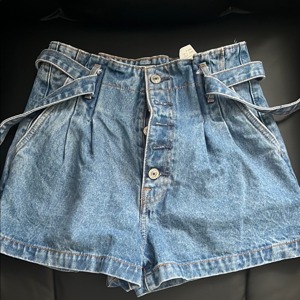 A&F Paper bag Denim Blue Women's Shorts